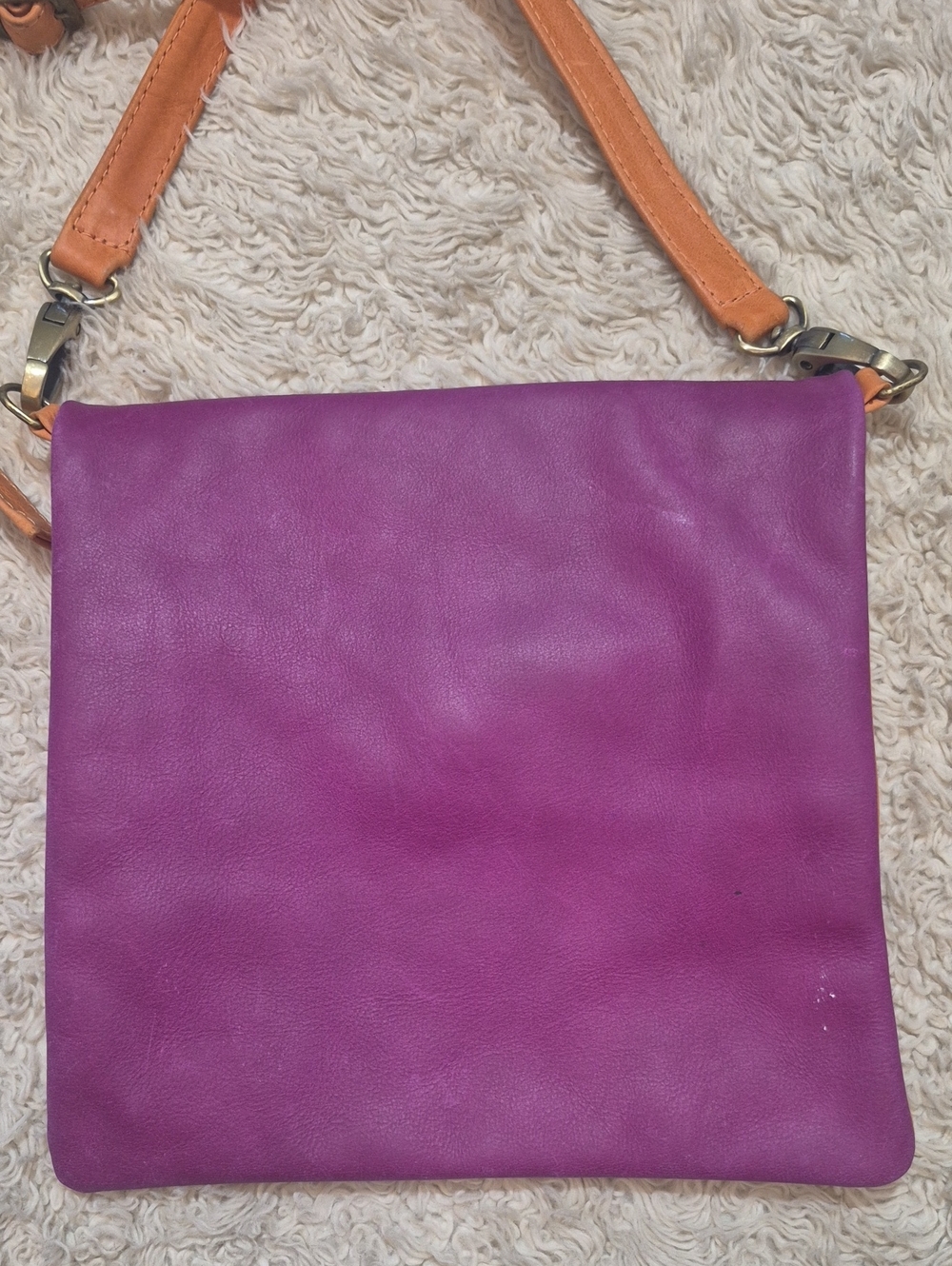 Graf & Lantz Colorblock JODI Crossbody Magenta Pumpkin Travel Bag Flap Purse - Picture 3 of 5